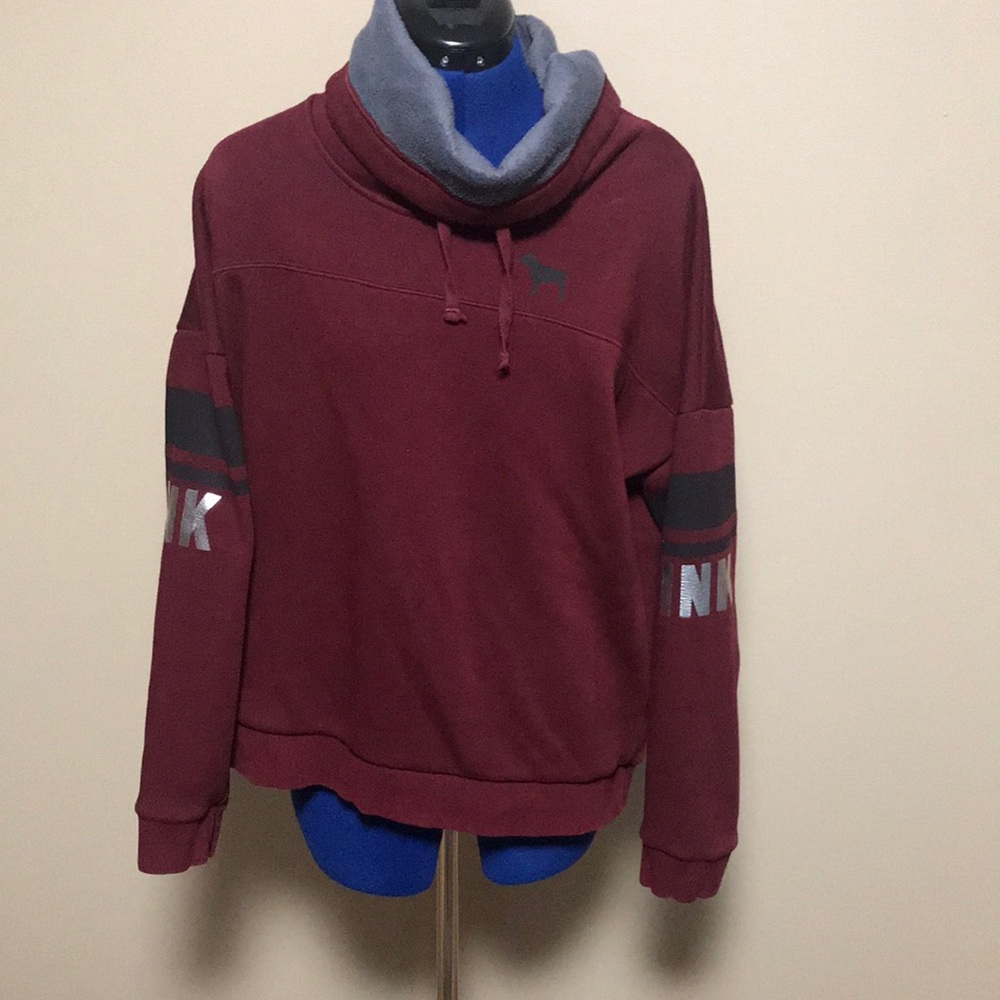 PINK Burgundy Sweatshirt with Faux Fur Lining